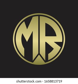MR Logo monogram circle with piece ribbon style on gold colors