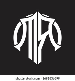MR Logo monogram with emblem and circle rounded design template