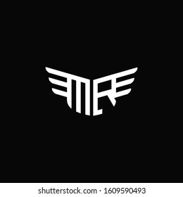 MR logo monogram emblem shape with wings style ribbon design template