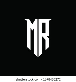 MR logo monogram with emblem shield style design template