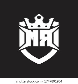 MR Logo monogram isolated with shield and crown design template