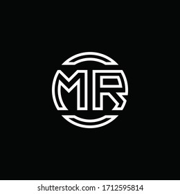 MR logo monogram with negative space circle rounded design template