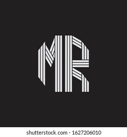 MR Logo monogram with outline style linked isolated on black background