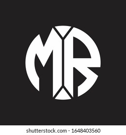 Monograma MR con estilo de cinta circular