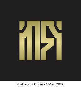 MR Logo with squere shape design template with gold colors