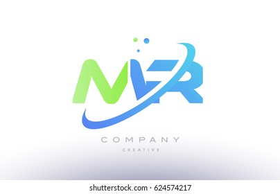mr m r alphabet green blue swoosh letter company logo vector icon design template