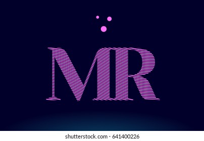 mr m r alphabet letter logo pink line stripes magenta purple blue font creative text dots company vector icon design template