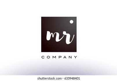 MR M R black white handwritten handwriting alphabet company letter logo square design template dot dots creative abstract
