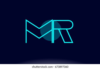 mr m r blue line circle letter logo alphabet creative company vector icon design template