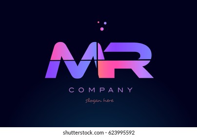 mr m r creative color blue background pink purple blue magenta alphabet letter company logo vector icon design