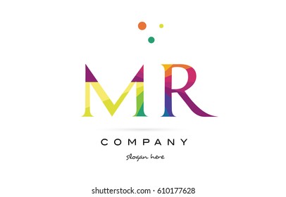 mr m r  creative rainbow colors colored alphabet company letter logo design vector icon template