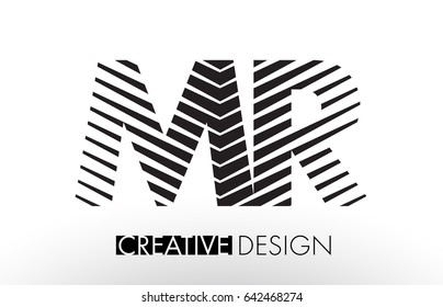 MR M R Lines Letter Design with Creative Elegant Zebra Vector Illustration.