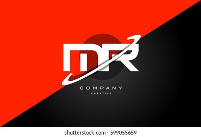 mr m r  red black white technology swoosh alphabet company letter logo design vector icon template 