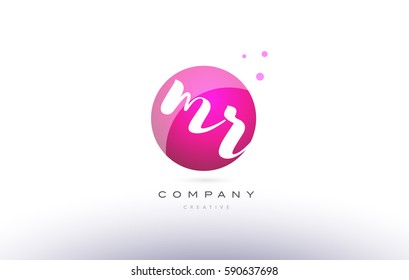 mr m r  sphere pink 3d alphabet company letter combination logo hand writting written design vector icon template 