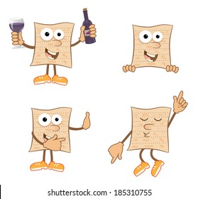 Mr Matzah - Cute set of 4 cartoon matzah. Eps10