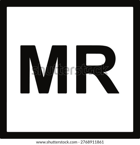 MR Medical Device Label Square Black and White Bold Vector Icon Symbol