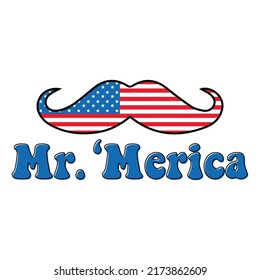 Mr Merica Happy 4 th July and Independence Day Vector illustration