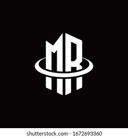 MR monogram logo in a hexagon style and surrounded by a ring