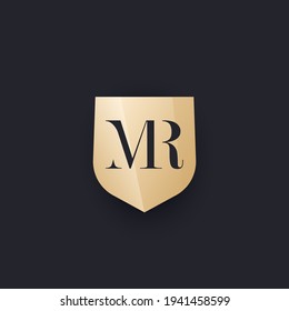 MR monogram with shield, vector logo