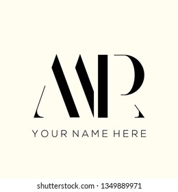 MR monogram.Typography logo with serif letter m and letter r overlapped.Uppercase lettering icon isolated on light background.Modern, elegant style alphabet sign.Initials branding.Custom font.