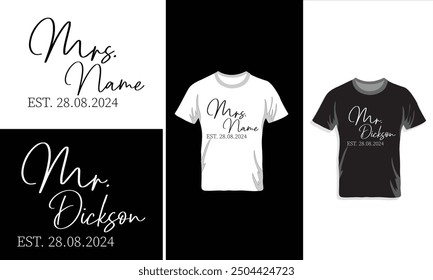 Mr and Mrs art Classic typography vintage couple t-shirts print ready vector file download