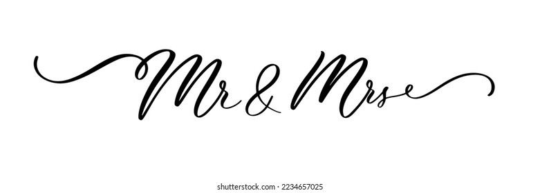 MR and MRS black vector brush calligraphy banner