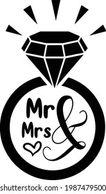 Mr  Mrs, Bridal Party Vector Quotes