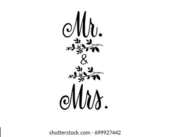 Mr. & Mrs. Calligraphy Hand Lettering Vector