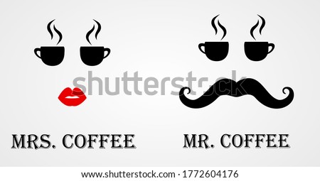 Mr and Mrs Coffee Logo, Cafe Icon vector illustration