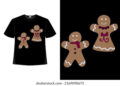 El Sr. y la Sra. Cookie navidad diseño de camisetas navideñas. Feliz Día de Navidad Diseño de camisetas bueno para ropa, tarjeta de saludo, afiche y diseño de tazas.