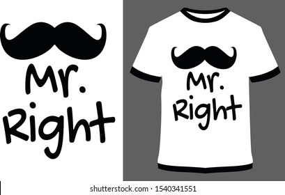 Mr and Mrs couple t-shirt vector design illustration, it can use for label, logo, sign, sticker for printing for the family t-shirt.