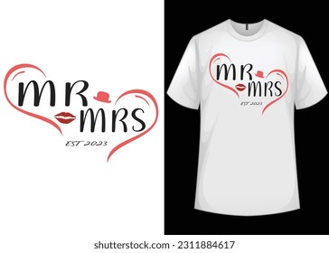 Mr Mrs Couple Tshirt Vector Design 