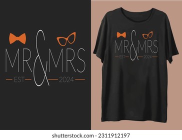 Mr Mrs Couple Tshirt Vector Design 