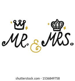 Mr. and Mrs. with crown icon vector illustration