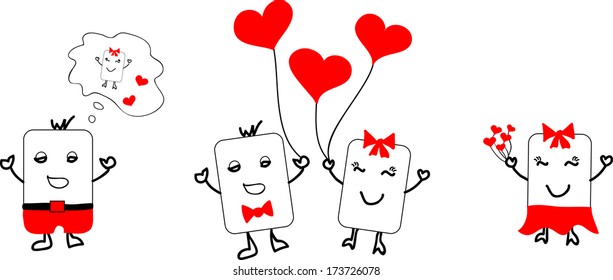MR & MRS cute characters for Valentines