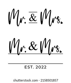 Mr. and Mrs. Decorative Wedding Sign Celebration Lettering