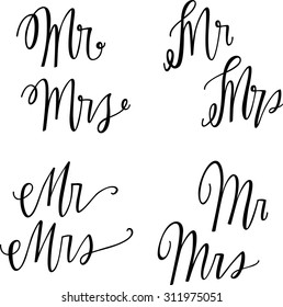 Mr and Mrs Hand-lettered Vector Set