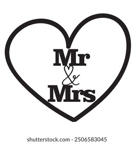 Mr and Mrs heart shape sign design