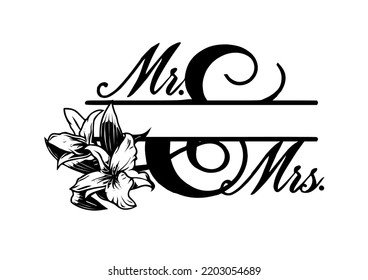 Mr. and Mrs. lettering, Clipart