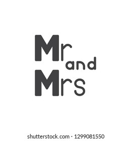 mr and mrs lettering vector icon. filled flat sign for mobile concept and web design. Mr & Mrs wedding written lettering simple solid icon. Symbol, logo illustration. Pixel perfect vector graphics