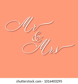 Mr and Mrs - lettering vector. Modern calligraphy illustration.