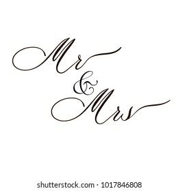 Mr & Mrs - lettering vector. Modern calligraphy illustration.