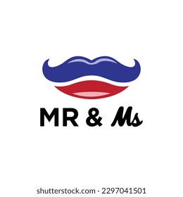 Mr and Mrs logo icon vector.