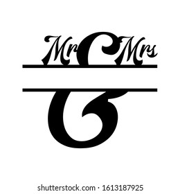 Mr and Mrs monogram split letter initial vector isolated