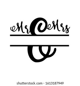 Mr and Mrs monogram split letter initial vector isolated