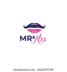 Mr. and Mrs. with mustache and lips