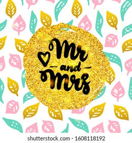 Mr and Mrs Postcard. Vector Illustration of Greeting Card Design.