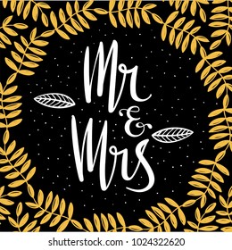 Mr and Mrs Sign . Handwritten cute lettering . wedding invitation .