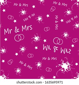 Mr and Mrs sign, Mister and Missis, Mr & Mrs Seamless Love Pattern