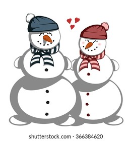 Mr. and Mrs. snowman - snowman couple in love.